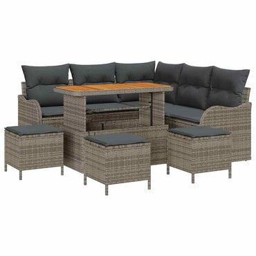 vidaXL Salon de jardin avec coussins 9 pcs Gris Résine tressée
