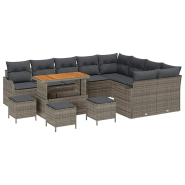 vidaXL Gartensofa-set mit Kissen 13 pcs Grau Poly-Rattan