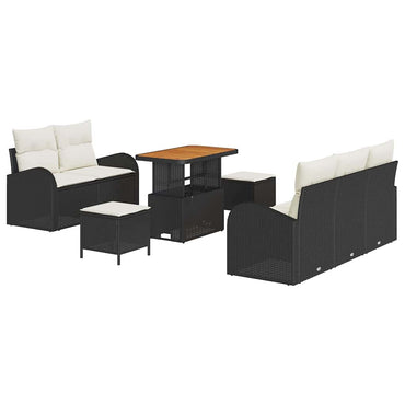 vidaXL Gartensofa-set mit Kissen 8 pcs Schwarz Poly-Rattan