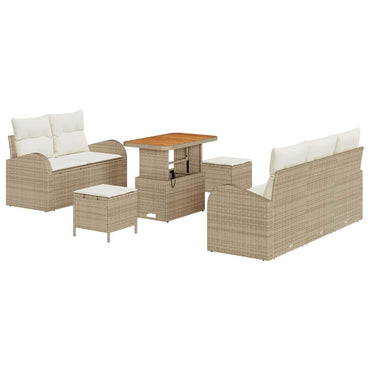 vidaXL Salon de jardin avec coussins 8 pcs Beige Résine tressée