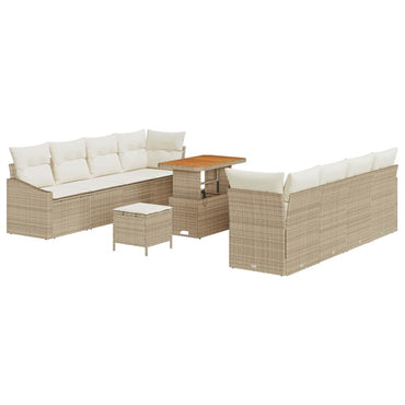 vidaXL Gartensofa-set mit Kissen 11 pcs Beige Poly-Rattan