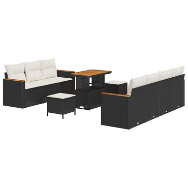 vidaXL Gartensofa-set 10 pcs Schwarz Poly-Rattan