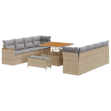 vidaXL Gartensofa-set 11 pcs Beige Poly-Rattan