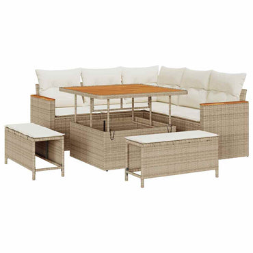 vidaXL Salon de jardin 8 pcs Beige Résine tressée