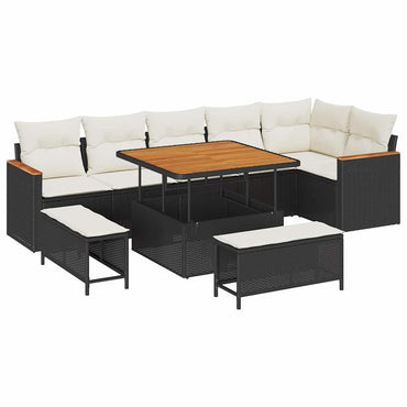 vidaXL Gartensofa-set 9 pcs Schwarz Poly-Rattan