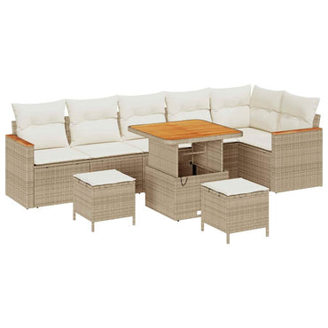 vidaXL Ensemble de canapés de jardin 9 pcs Beige Poly rotin