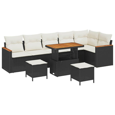 vidaXL Gartensofa-set 9 pcs Schwarz Poly-Rattan