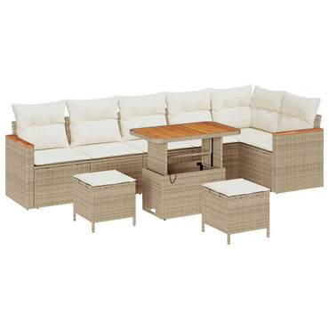 vidaXL Ensemble de canapés de jardin 9 pcs Beige Poly rotin