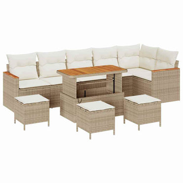 vidaXL Salon de jardin 10 pcs Beige résine tressée