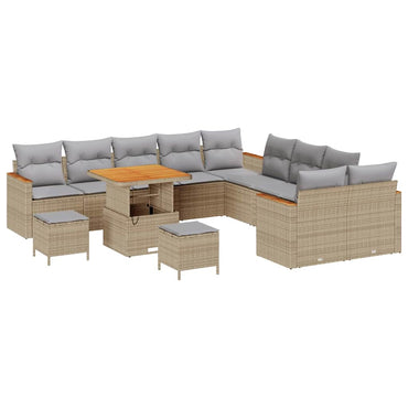 vidaXL Gartensofa-set 13 pcs Beige Poly-Rattan