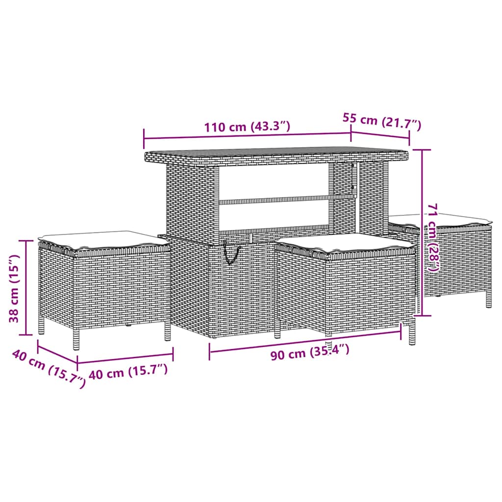 Gartensofa-set 14 pcs Grau Poly-Rattan