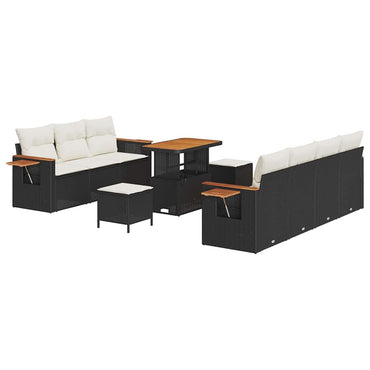vidaXL Gartensofa-set mit Kissen 10 pcs Schwarz und Creme