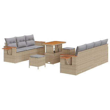 vidaXL Gartensofa-set mit Kissen 10 pcs Beige und Hellgrau