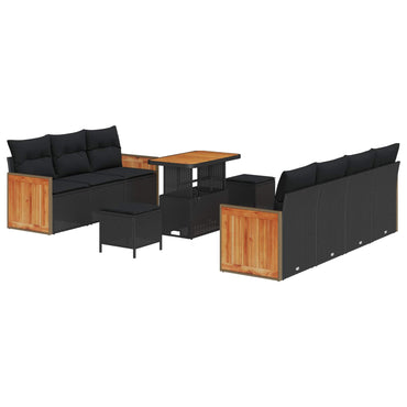 vidaXL Gartensofa-set mit Kissen 10 pcs Schwarz