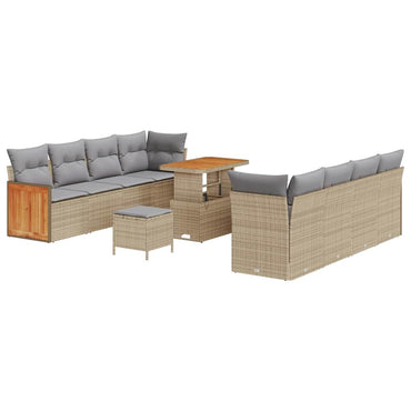 vidaXL Salon de jardin avec coussins 11 pcs Beige et Gris clair