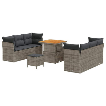 vidaXL Salon de jardin avec coussins 9 pcs Gris Résine tressée