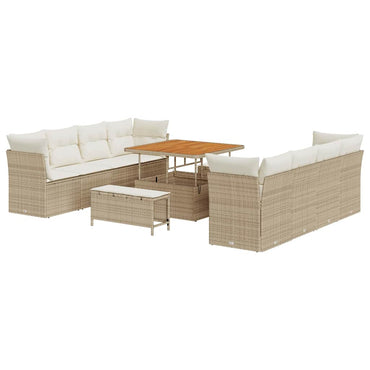 vidaXL Salon de jardin avec coussins 11 pcs Beige et Crème résine tressée