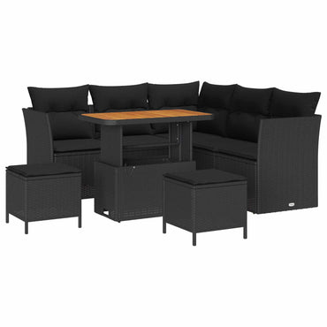 vidaXL Ensemble de canapés de jardin avec coussins et rangements 8 pcs Noir