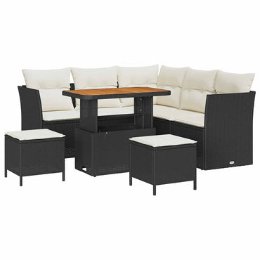 vidaXL Salon de jardin avec coussins et rangement 8 pcs Noir et crème