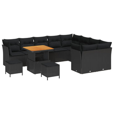 vidaXL Salon de jardin avec coussins et rangement 12 pcs Noir