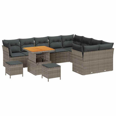 vidaXL Garten-Sofa-Set mit Kissen mit Speicher 12 pcs Grau