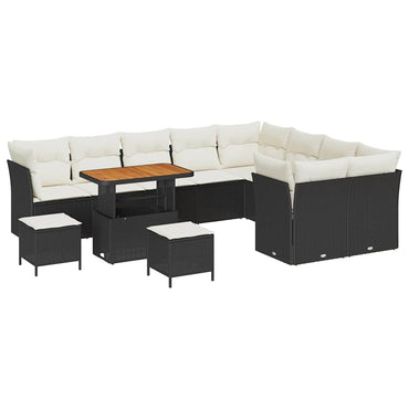 vidaXL Garten-Sofa-Set mit Kissen 12 pcs Schwarz und Creme