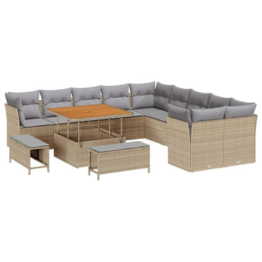 vidaXL Gartensofa-set mit Kissen 13 pcs Beige und Hellgrau Poly-Rattan