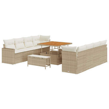 vidaXL Salon de jardin avec coussins 12 pcs Beige et Crème résine tressée