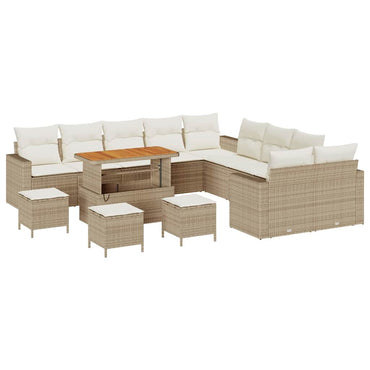 vidaXL Gartensofa-set mit Kissen 18 pcs Beige und Creme Poly-Rattan