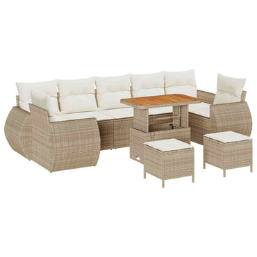 vidaXL Garten-Sofa-Set mit Kissen mit Speicher 10 pcs Beige und Creme