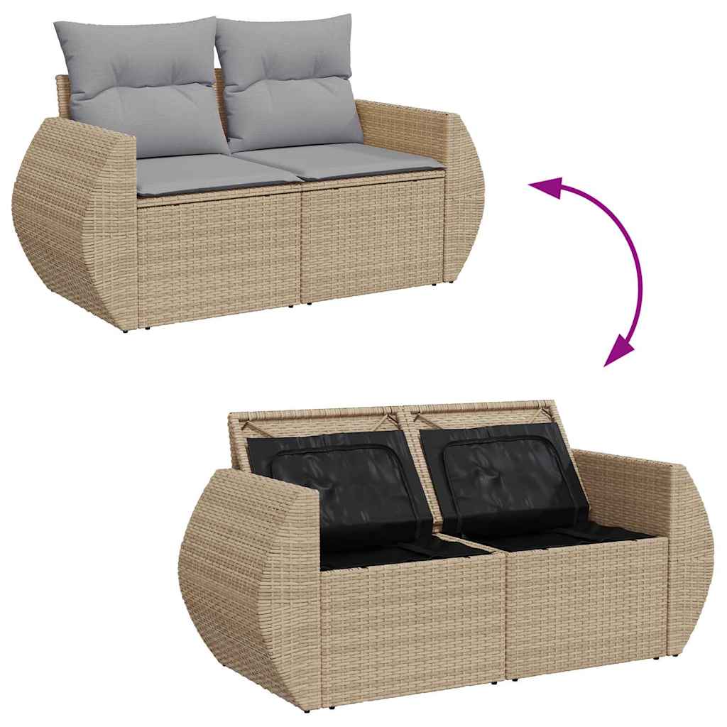 Garten-Sofa-Set mit Kissen 10 pcs Beige und Hellgrau