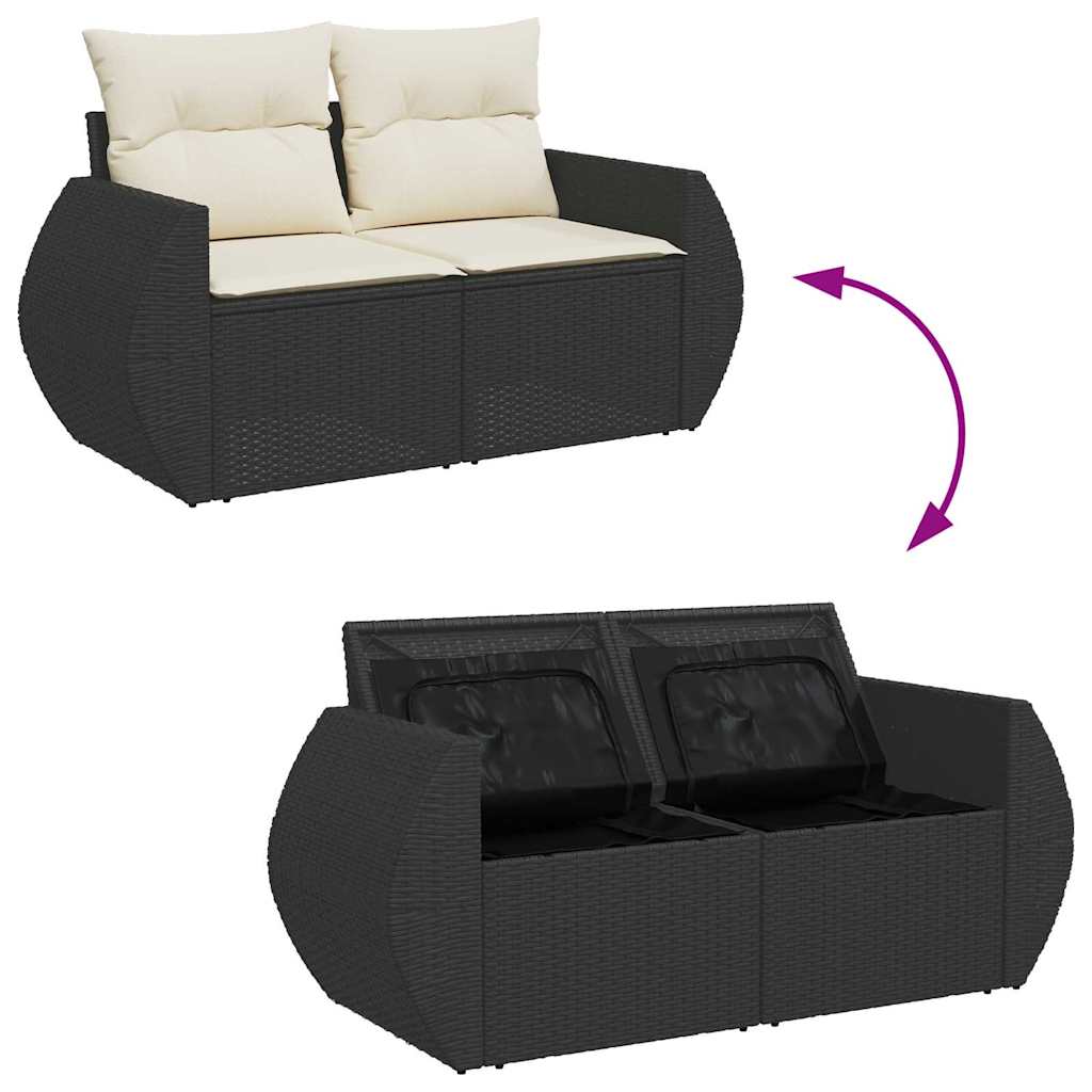 vidaXL Gartensofa-set mit Kissen 8 pcs Schwarz und Creme Poly-Rattan