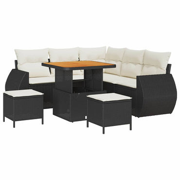 vidaXL Gartensofa-set mit Kissen 8 pcs Schwarz und Creme Poly-Rattan