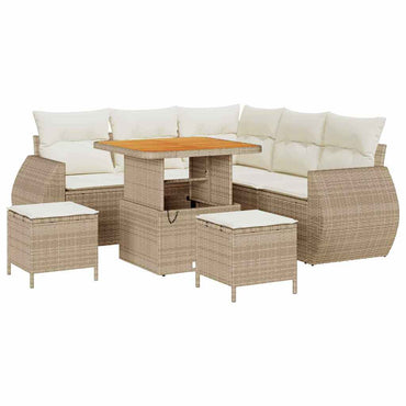 vidaXL Gartensofa-set mit Kissen 8 pcs Beige und Creme Poly-Rattan