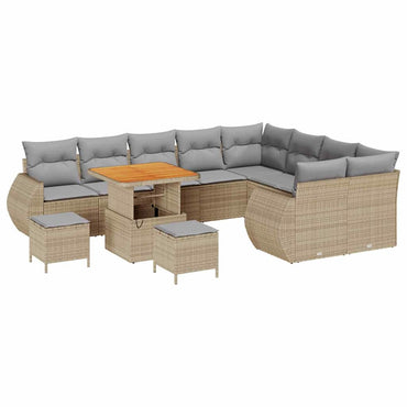vidaXL Garten-Sofa-Set mit Kissen 12 pcs Beige und Hellgrau
