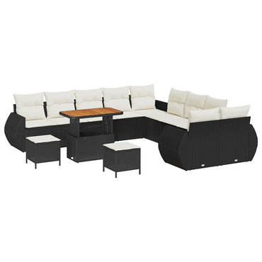 vidaXL Garten-Sofa-Set mit Kissen 13 pcs Schwarz und Creme