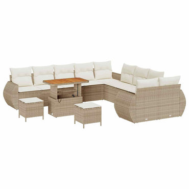 vidaXL Salon de jardin avec coussins et espace de rangement 13 pcs Beige et Crème