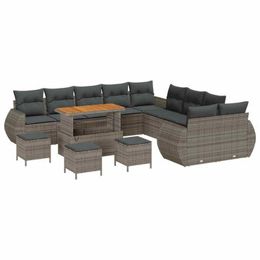 vidaXL Garten-Sofa-Set mit Kissen mit Speicher 14 pcs Grau