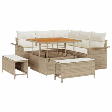 vidaXL Ensemble de canapés de jardin avec coussins et rangements 8 pcs Beige et Crème
