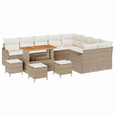 vidaXL Salon de jardin avec coussins et espace de rangement 13 pcs Beige et Crème