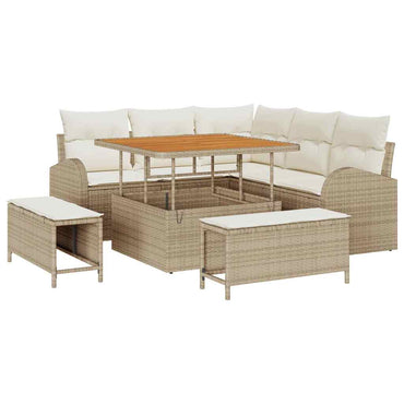 vidaXL Ensemble de canapés de jardin avec coussins et rangements 8 pcs Beige et Crème
