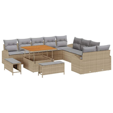 vidaXL Salon de jardin avec coussins 13 pcs Beige et gris clair