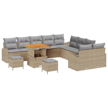 vidaXL Ensemble de canapés de jardin avec coussins 13 pcs Beige et Gris clair