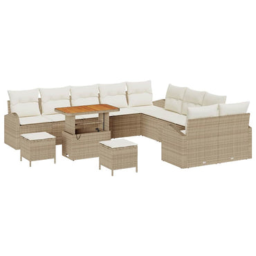 vidaXL Salon de jardin avec coussins et espace de rangement 13 pcs Beige et Crème
