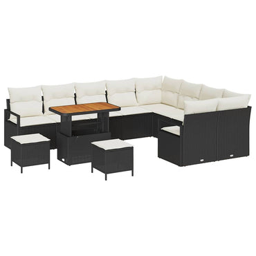 vidaXL Garten-Sofa-Set mit Kissen mit Kissen 12 pcs Schwarz und Creme