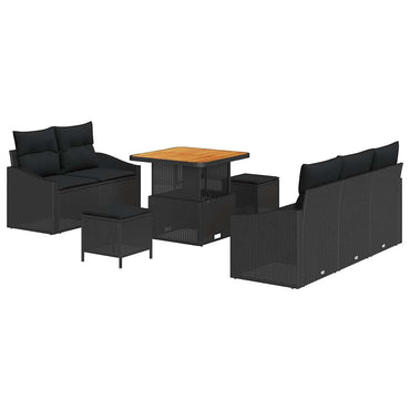 vidaXL Salon de jardin 8 pcs avec coussins et rangement Noir