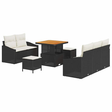 vidaXL Salon de jardin avec coussins et rangement 8 pcs Noir et crème