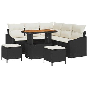 vidaXL Gartensofa-set mit Kissen 8 pcs Schwarz Poly Rattan