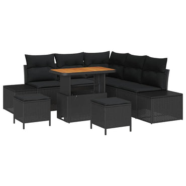 vidaXL Gartensofa-set mit Kissen 8 pcs Schwarz Poly Rattan