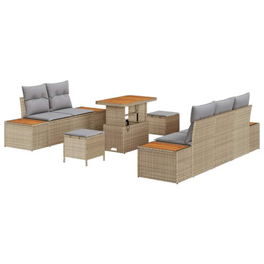 vidaXL Garten-Sofa-Set mit Kissen mit Kissen 8 pcs Beige und Hellgrau